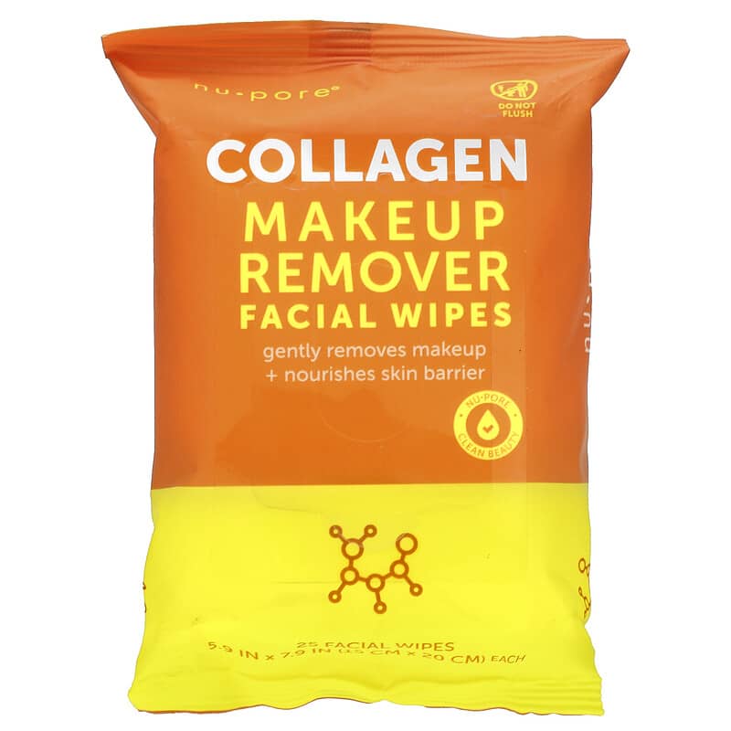 Nu-Pore Collagen Makeup Remover Facial Wipes 25 Facial Wipes