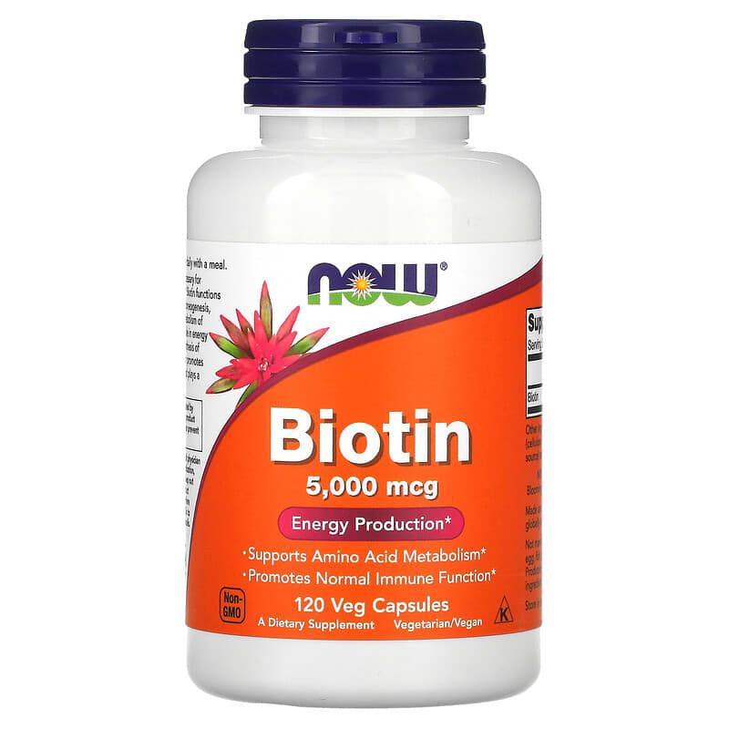 NOW Foods Biotin 5,000 mcg 120 Veg Capsules