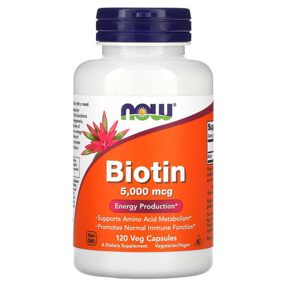 NOW Foods Biotin 5,000 mcg 120 Veg Capsules
