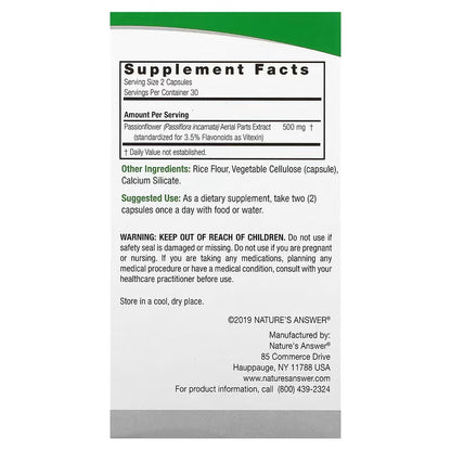 Nature's Answer, Passionflower, 60 Vegetarian Capsule (250 mg per Capsule)