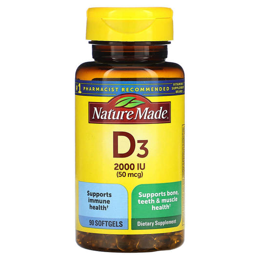 Nature Made, Vitamin D3, 50 mcg (2,000 IU), 90 Softgels