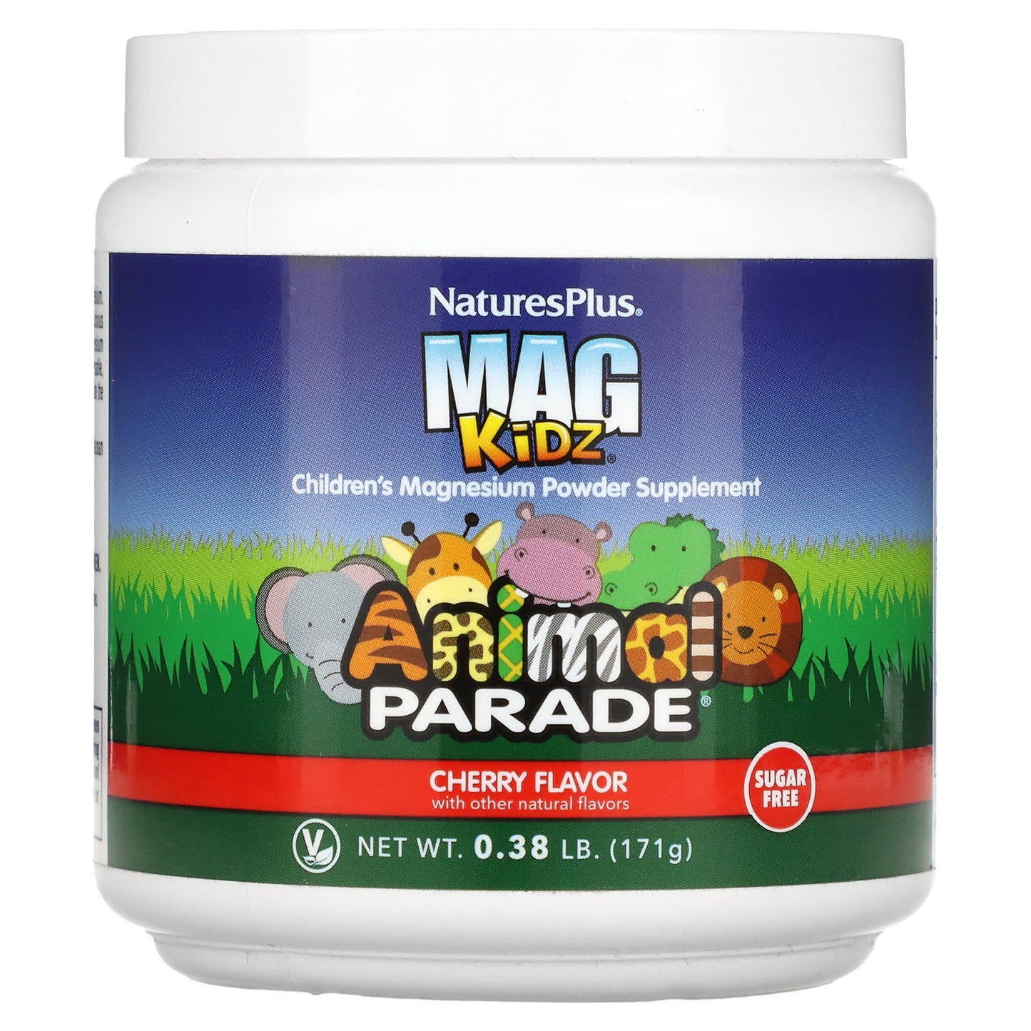 NaturesPlus Mag Kidz Animal Parade Children's Magnesium Supplement Cherry 45 Servings