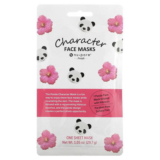 Nu-Pore Character Beauty Face Mask Panda Hibiscus 1 Sheet 29.7g