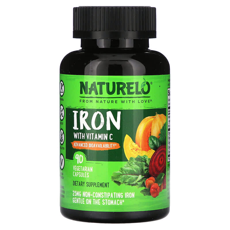 NATURELO Iron With Vitamin C 90 Vegetarian Capsules