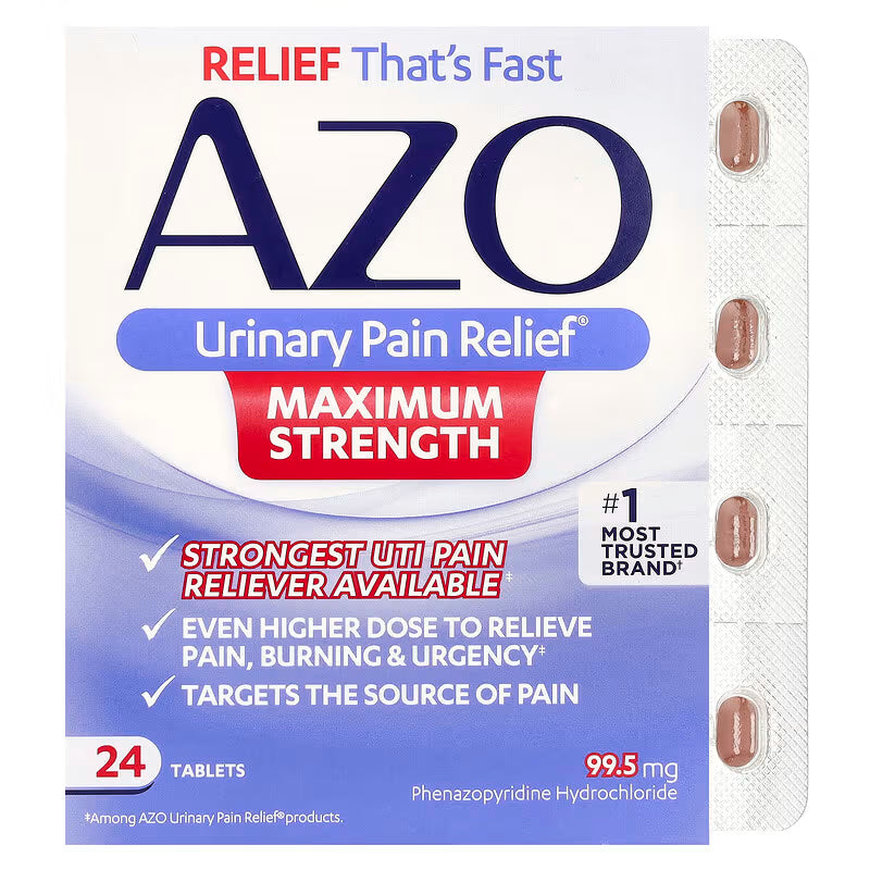 AZO, Urinary Pain Relief, Maximum Strength, 99.5 mg , 24 Tablets