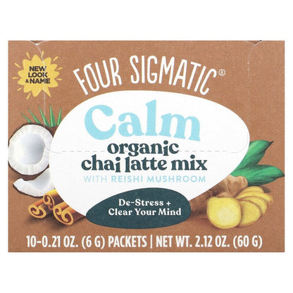 Four Sigmatic Calm Organic Chai Latte Mix with Reishi Mushroom Caffeine Free 10 Packets 6g Each