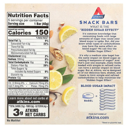 Atkins Lemon Snack Bars 5 x 40g