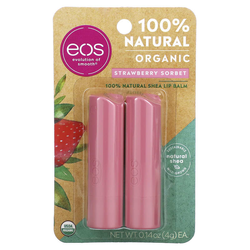 Evolution of Smooth, Organic 100% Natural Shea Lip Balm 2 Pack (4g each)