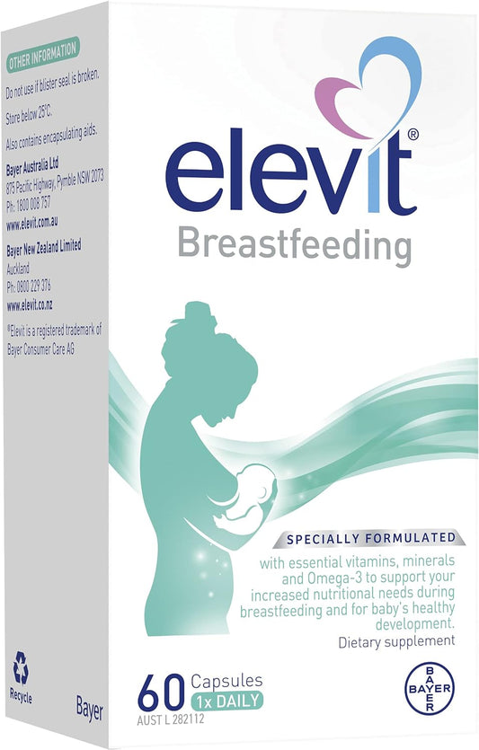 Elevit Breastfeeding Multivitamin with Iron, Omega 3 and Vitamin B Complex to supports Mum's Increased Nutritional Needs, Energy and Immunity, 60 Count