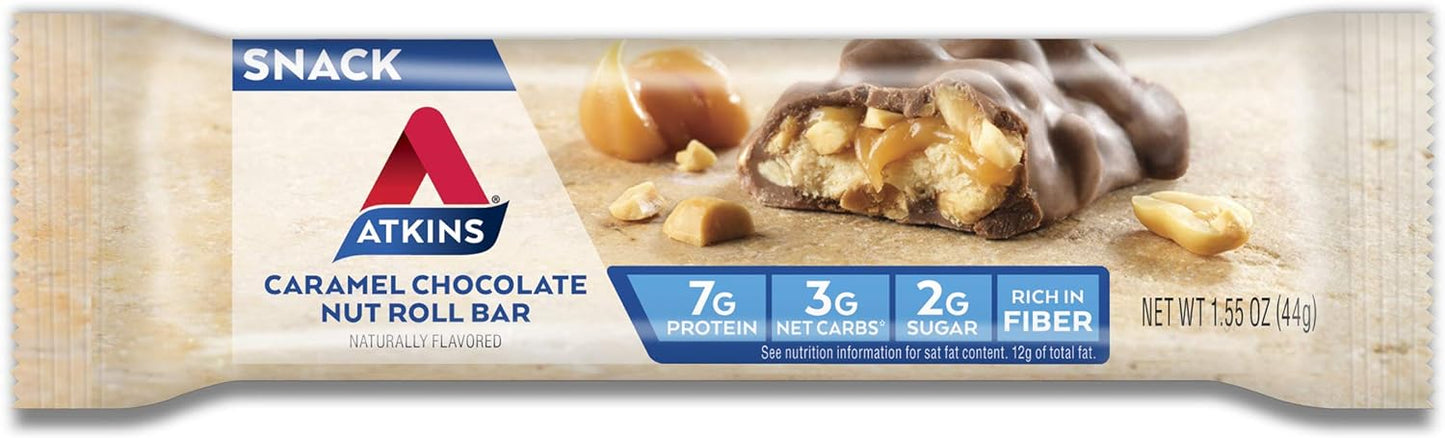 Atkins Snack Bar Caramel Chocolate Nut Roll 44g