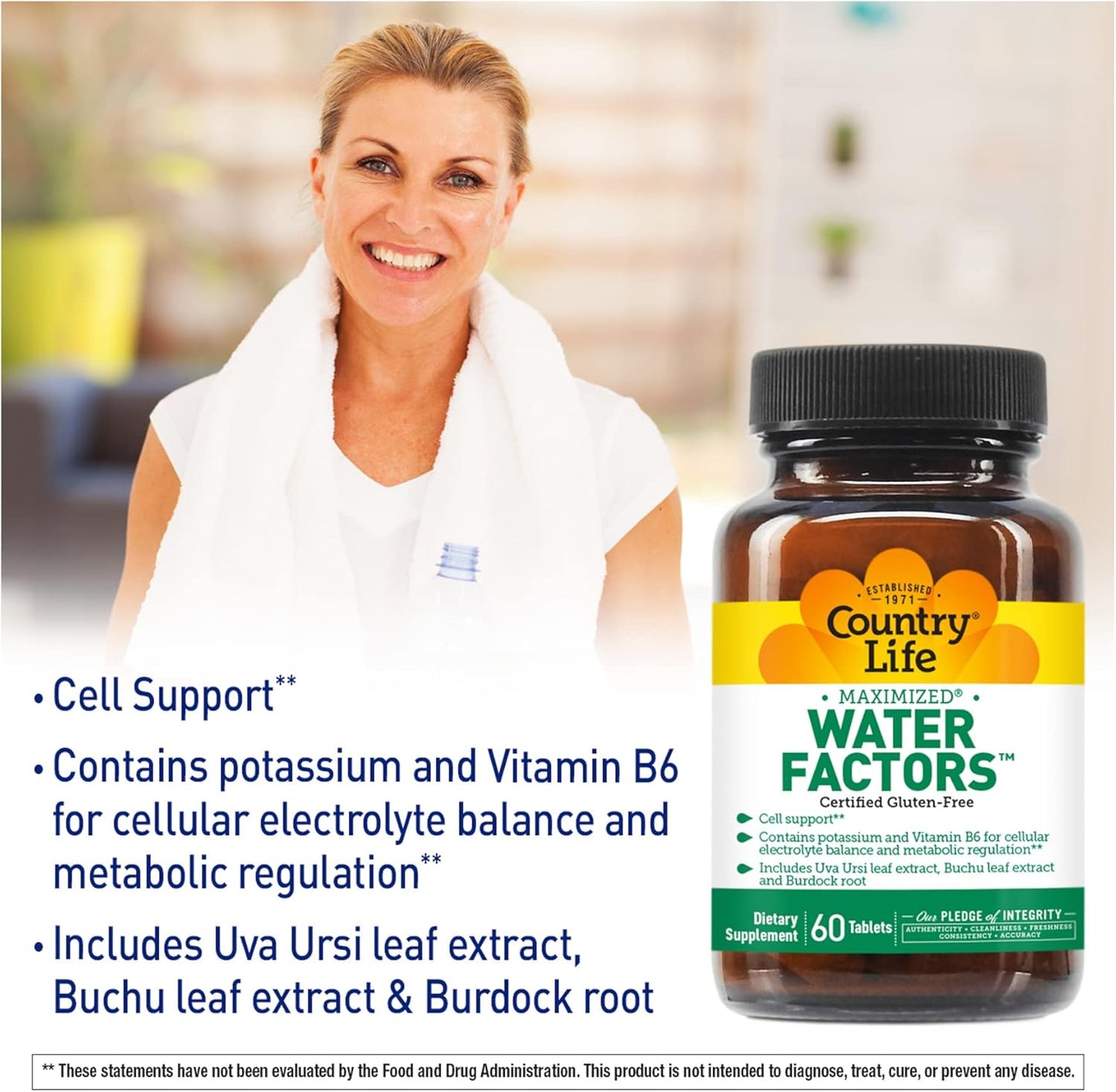 Country Life Water Factors Cell Support, Maximized Rapid Release, 60 Tablets