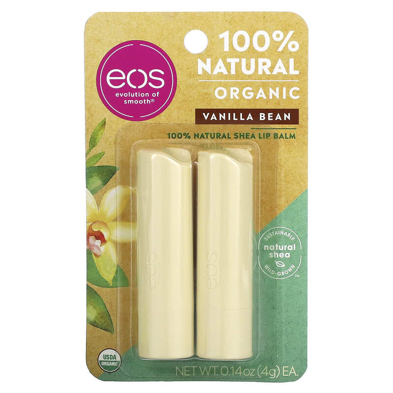 Evolution of Smooth, Organic 100% Natural Shea Lip Balm 2 Pack (4g each)