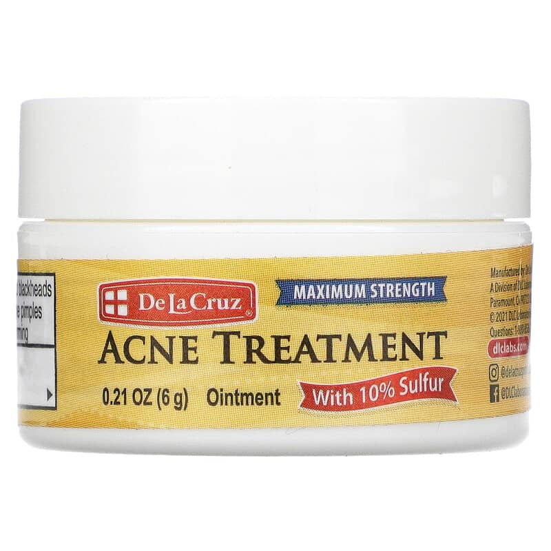 De La Cruz Acne Treatment Ointment with 10% Sulfur Maximum Strength