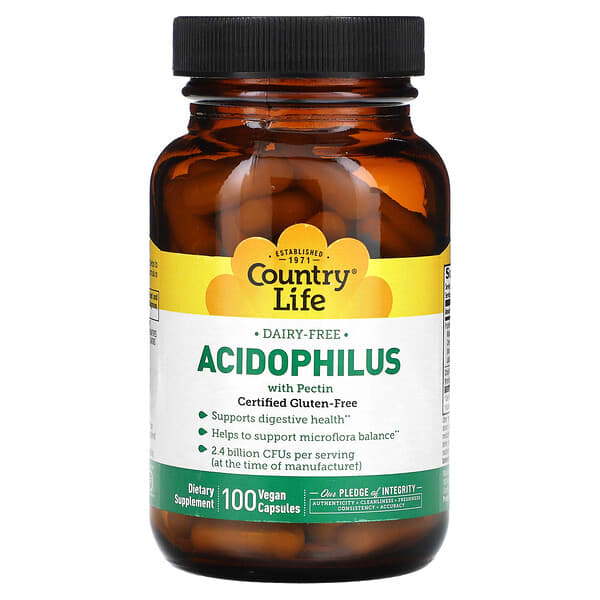Country Life Acidophilus with Pectin 100 Vegan Capsules