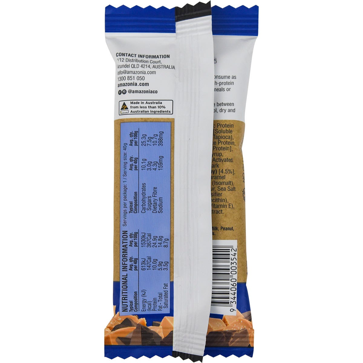 Amazonia Raw Protein Bar Salted Caramel Choc Crisp 10x40g - Amazonia