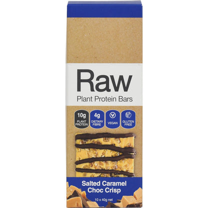 Amazonia Raw Protein Bar Salted Caramel Choc Crisp 10x40g - Amazonia