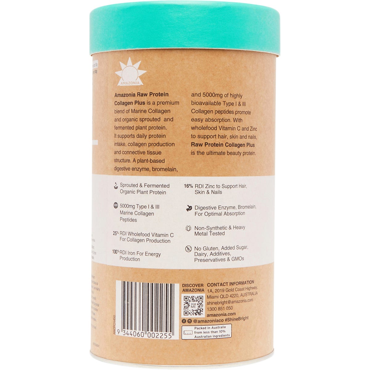 Amazonia Raw Protein Collagen Plus Choc Hazelnut 450g - Amazonia
