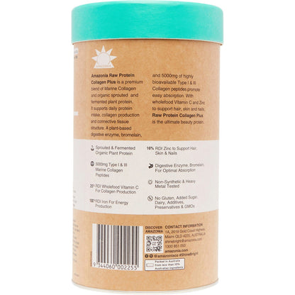 Amazonia Raw Protein Collagen Plus Choc Hazelnut 450g - Amazonia