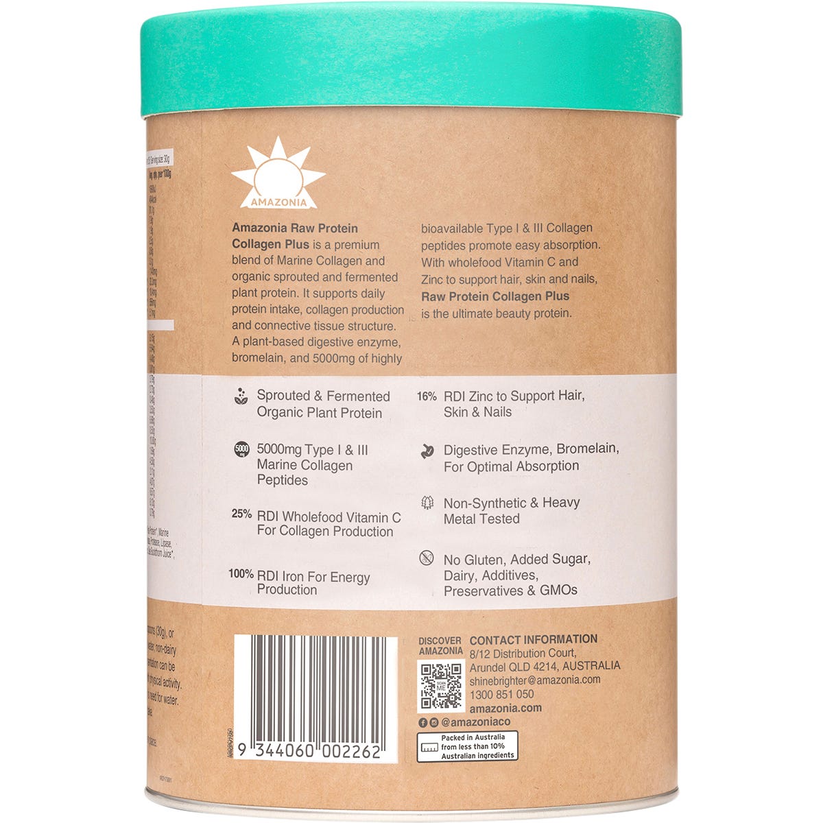 Amazonia Raw Protein Collagen Plus Choc Hazelnut 750g - Amazonia
