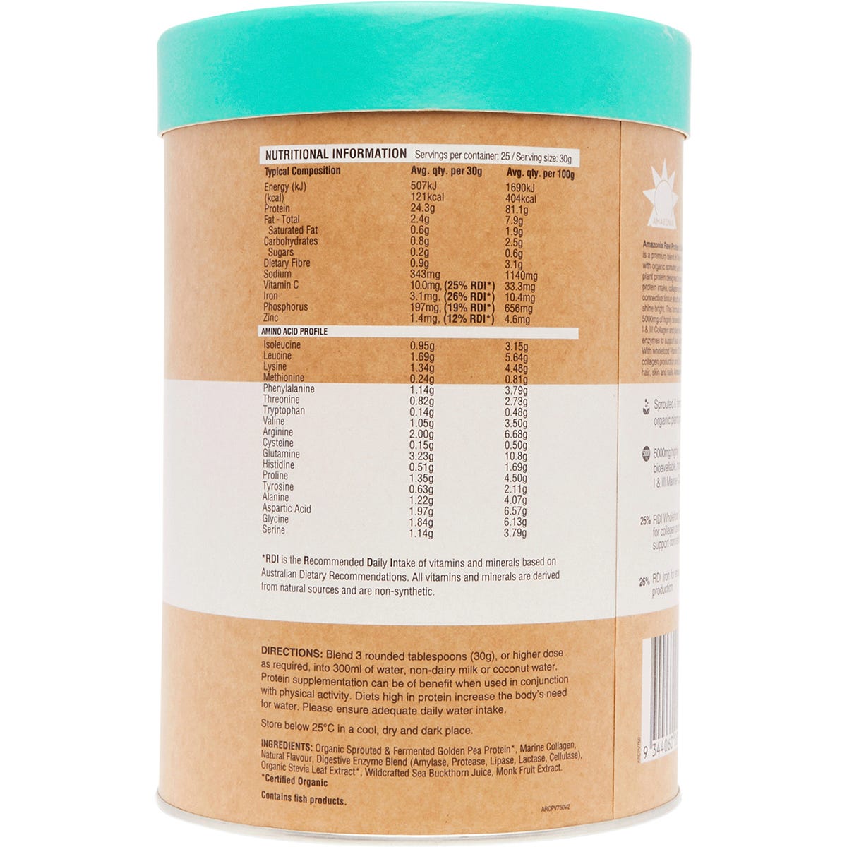 Amazonia Raw Protein Collagen Plus Vanilla Maple 750g - Amazonia