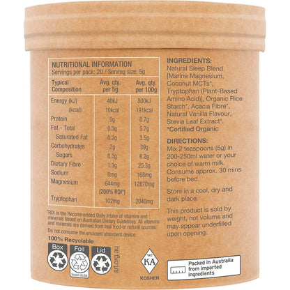 Amazonia Raw Sleep Magnesium Dreamy Vanilla 100g - Amazonia