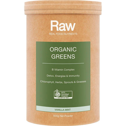 Amazonia Raw Organic Greens Vanilla Mint 500g - Amazonia