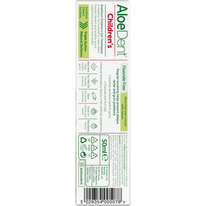 Aloe Dent Children’s Toothpaste Fluoride Free Strawberry 50ml - Aloe Dent