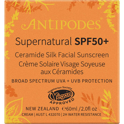 Antipodes Supernatural SPF50+ Ceramide Silk Sunscreen 60ml - Antipodes