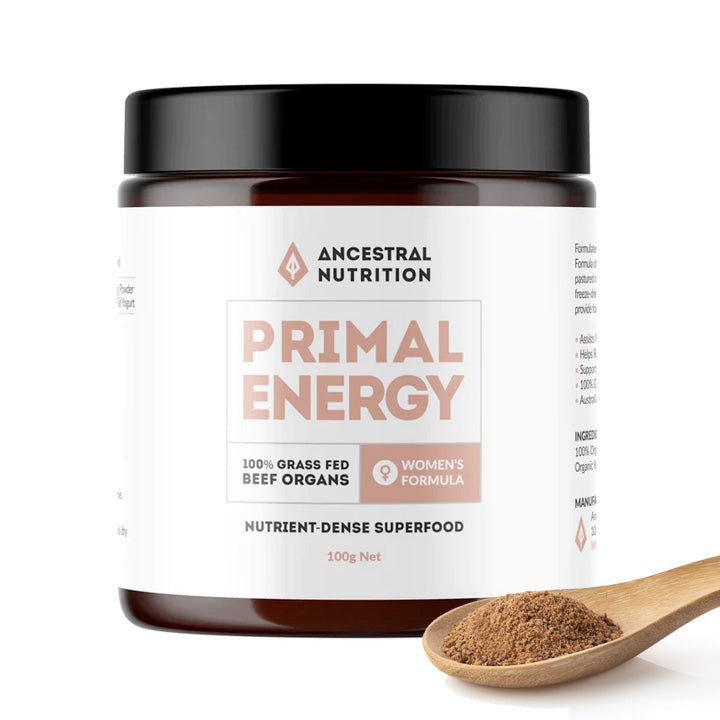 Ancestral Nutrition Primal Energy Women - Grass Fed Beef Organ Superfood - 30 Servings