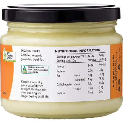 BYRON BAY TALLOW Organic Grass Fed Beef Tallow 275g - BYRON BAY TALLOW