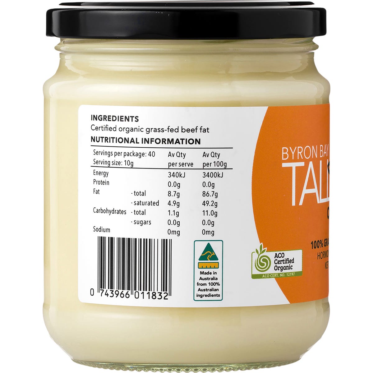 BYRON BAY TALLOW Organic Grass Fed Beef Tallow 400g - BYRON BAY TALLOW