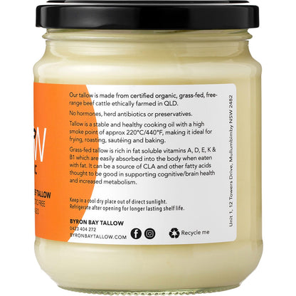 BYRON BAY TALLOW Organic Grass Fed Beef Tallow 400g - BYRON BAY TALLOW