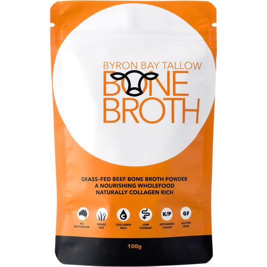 BYRON BAY TALLOW Grass Fed Beef Bone Broth Powder 100g - BYRON BAY TALLOW