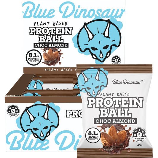 Blue Dinosaur Protein Ball Choc Almond 12x40g - Blue Dinosaur