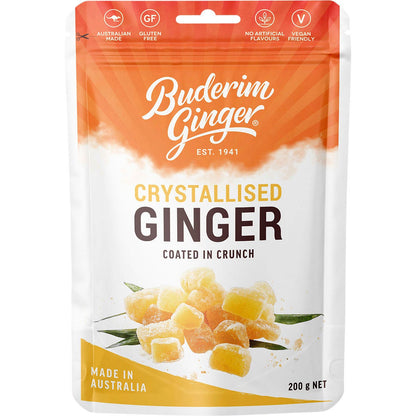 Buderim Ginger Crystallised Ginger Coated in Crunch 200g - Buderim Ginger