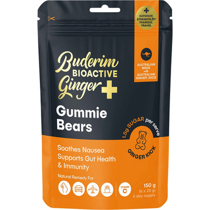 Buderim Ginger BioActive+ Gummie Bears 150g - Buderim Ginger