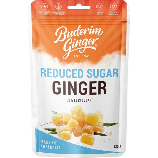 Buderim Ginger Reduced Sugar Ginger 75% Less Sugar 125g - Buderim Ginger