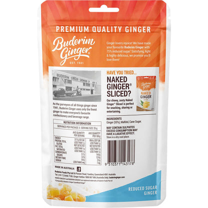 Buderim Ginger Reduced Sugar Ginger 75% Less Sugar 125g - Buderim Ginger