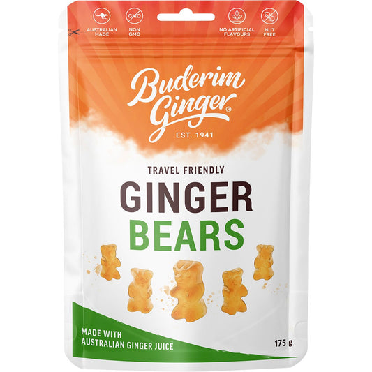 Buderim Ginger Ginger Bears Travel Friendly 175g - Buderim Ginger
