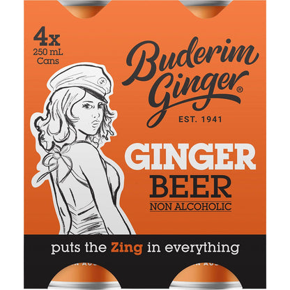 Buderim Ginger Ginger Beer Non Alcoholic 4x250ml - Buderim Ginger