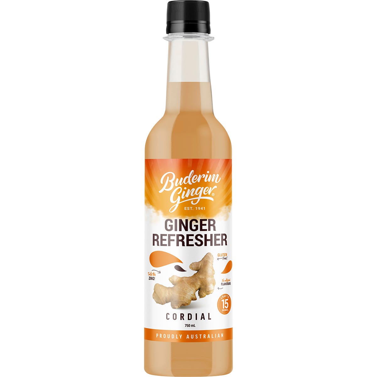 Buderim Ginger Ginger Refresher Cordial 750ml - Buderim Ginger