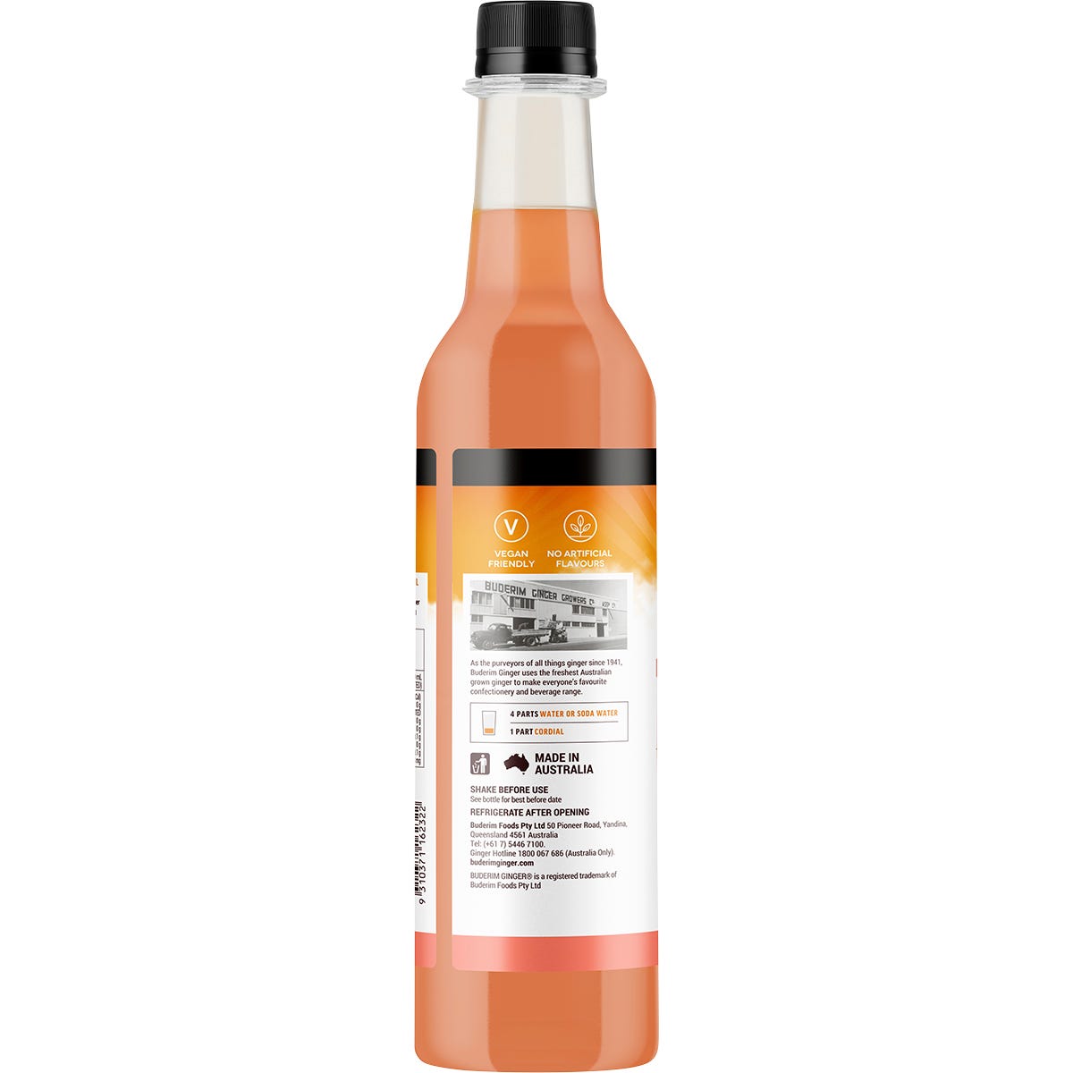Buderim Ginger Ginger Lemon, Lime & Bitter Refresher Cordial No Sugar 750ml - Buderim Ginger