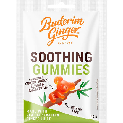 Buderim Ginger Soothing Gummies 12x40g - Buderim Ginger