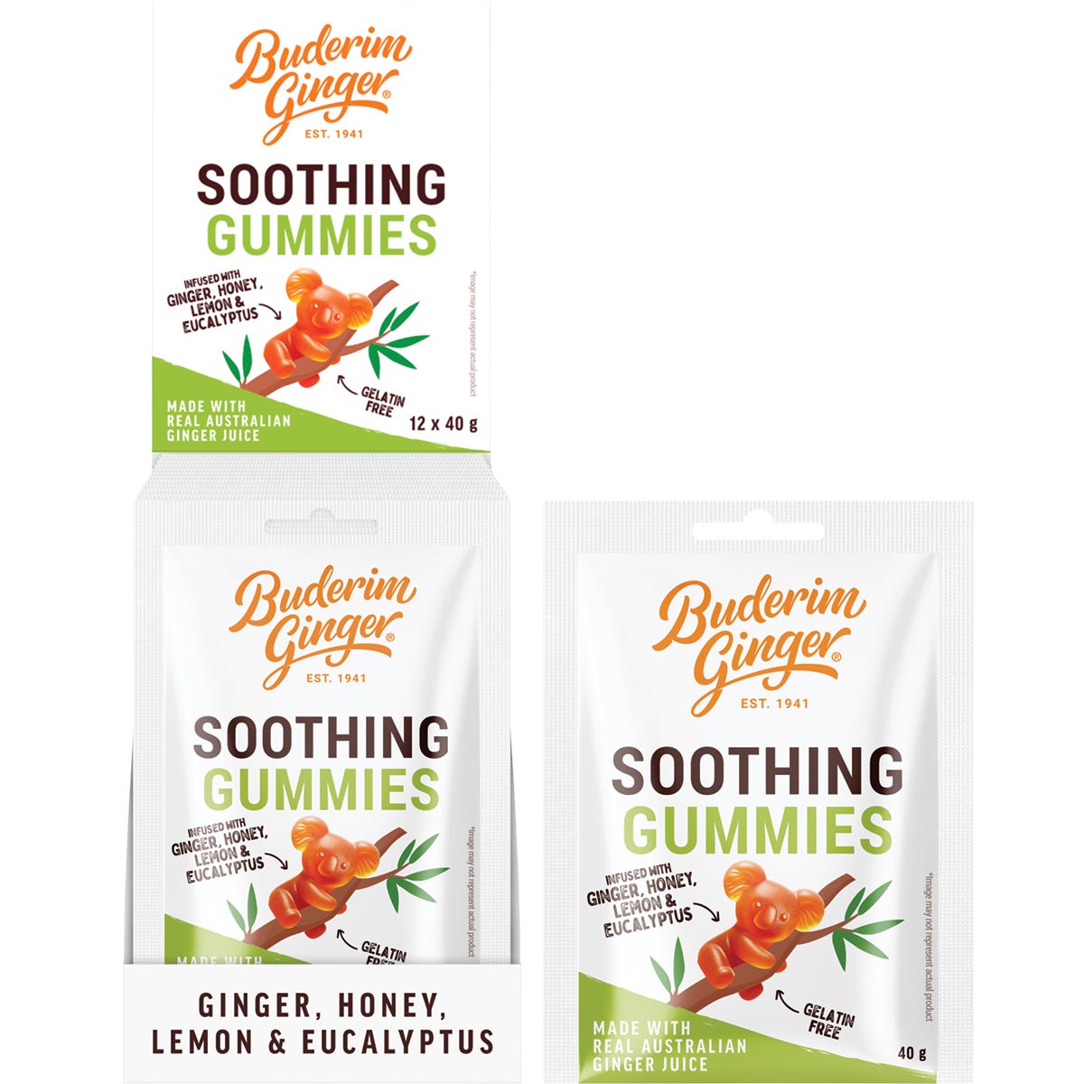 Buderim Ginger Soothing Gummies 12x40g - Buderim Ginger