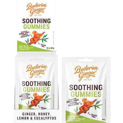 Buderim Ginger Soothing Gummies 12x40g - Buderim Ginger
