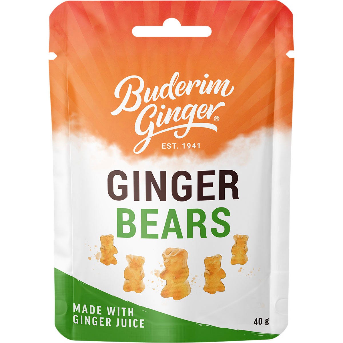 Buderim Ginger Ginger Bears 12x40g - Buderim Ginger