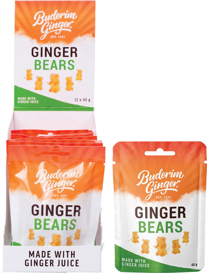 Buderim Ginger Ginger Bears 12x40g - Buderim Ginger