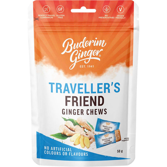 Buderim Ginger Traveller's Friend Ginger Chews 50g - Buderim Ginger