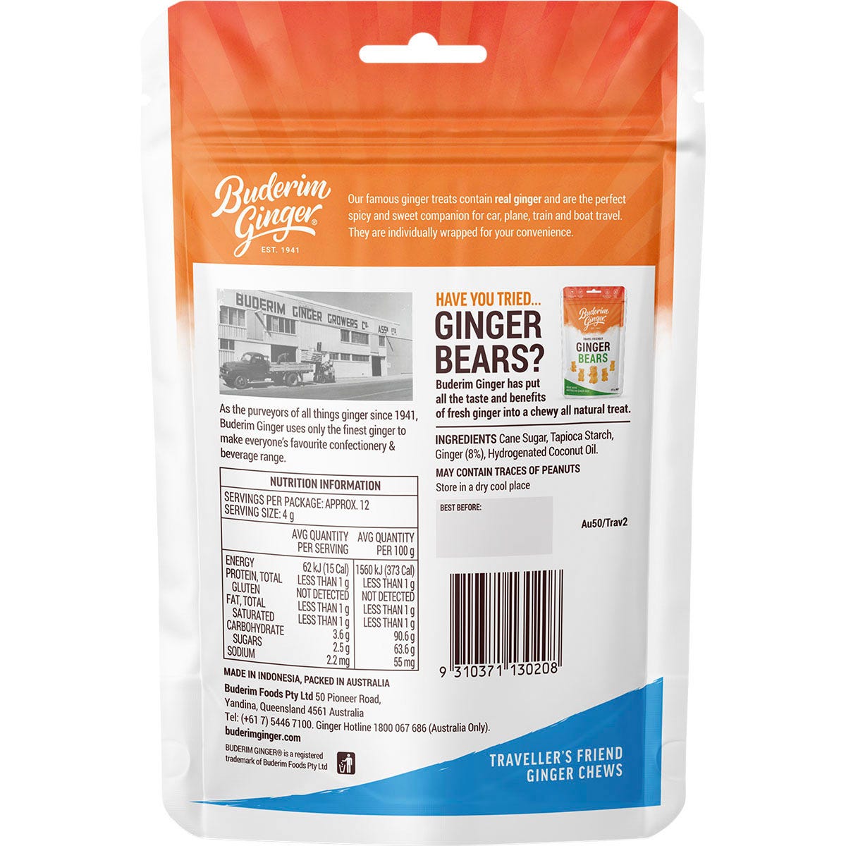 Buderim Ginger Traveller's Friend Ginger Chews 50g - Buderim Ginger