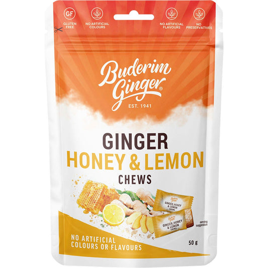 Buderim Ginger Ginger Honey & Lemon Chews 50g - Buderim Ginger